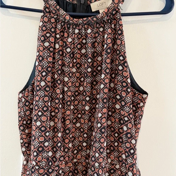 LOFT Pink Geometric Halter Midi Dress With Layering Materials Size 6 - Picture 3 of 5